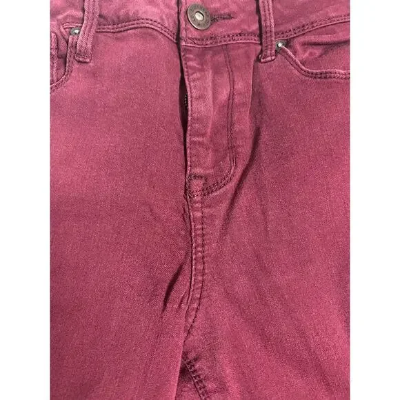 Bullhead High-Rise Skinniest Skinny Jeans Burgundy Maroon 9 - Picture 7 of 7